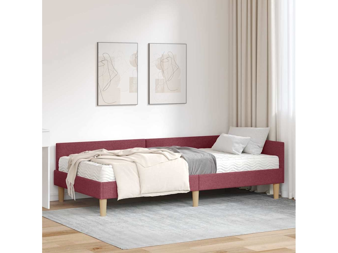 Vidaxl Estrutura De Cama De Canto Com Colchão 2 Unid. Cinzeto Tecido