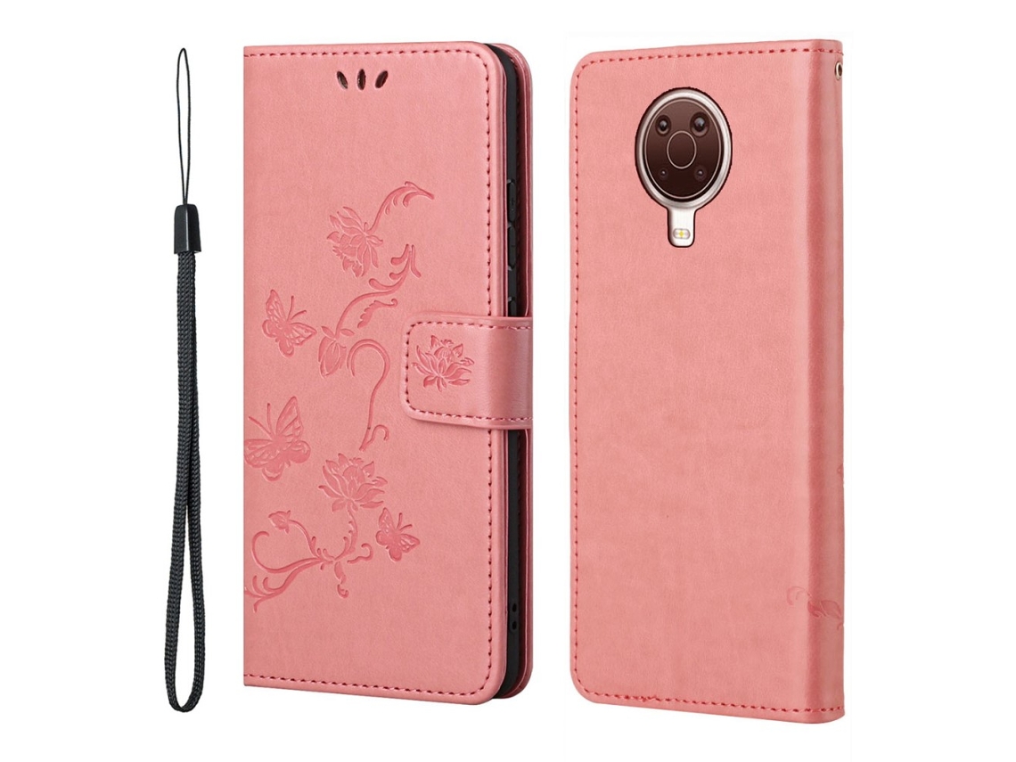 Capa Estampa Borboleta Para Nokia Nokia G10/g20 Pele Sintética Rosa