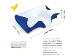 Lurelia Travesseiro Cervical, 1 Unidade, Espuma Viscoelástica, Ergonómico, Ortopédico, Capa Lavável, Para Dormir De Lado, Azul