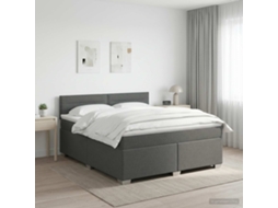 Vidaxl Cama Box Spring Com Colchão Cinzento-escuro 140 X 200 Cm Tecido