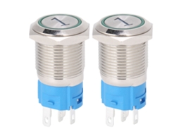 2pcs Interruptor Push Button Momentâneo Reset Led 1verde 16mm 5 Pinos 3 6vdc | S/MARCA