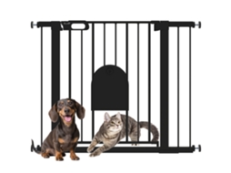 Barreira de Segurança Animal com Porta de Fechamento Automático, Sistema de Trava Dupla. Aço Preto Ge