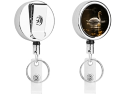 Porta Crachá Retrátil Cisne Branco Natação, Suporte Crachá Divertido Enfermeiras Com Clipe, Chaveiro Fofo