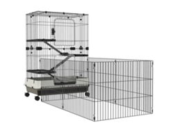 Gaiola de animais S/MARCA com rodas, plataformas removíveis, rampas, bandeja (40x40x65cm)