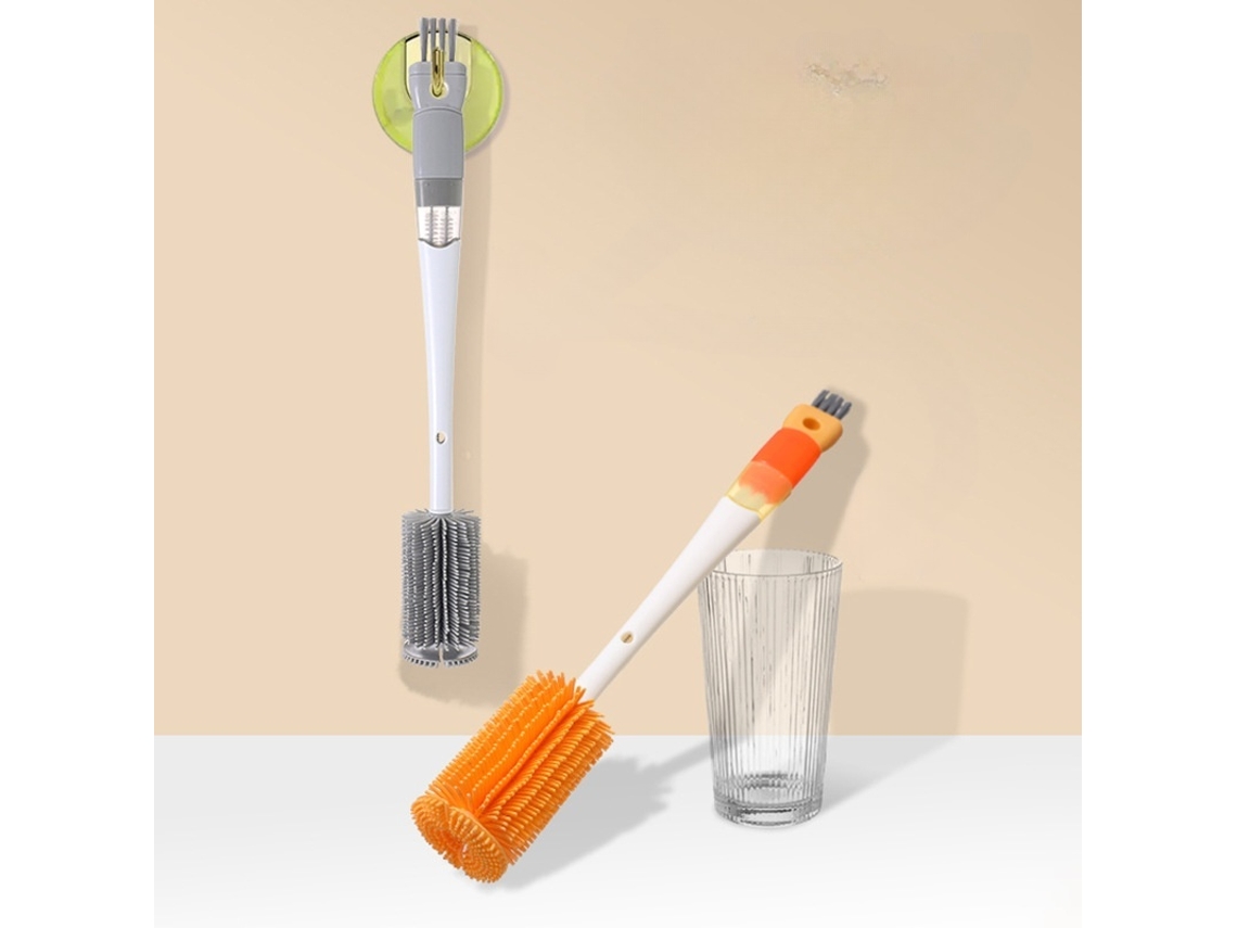 Conjunto De 2 Escovas De Silicone Multifuncionais Para Copos/garrafas - Escova De Limpeza, Adequada Para Limpar Copos E Tampas Térmicas.