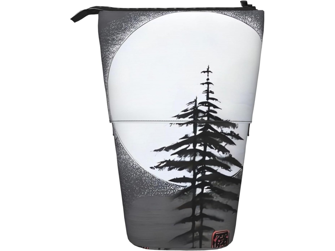 Case Trousse Crayons Télescopique Moon Pine Trees Print Papeterie Peil Télescopique Légère Boite Crayon