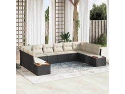 Vidaxl Conjunto De Sofá De Jardim 10 Unid. Preto Rattan Sintético
