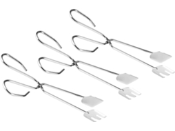 Conjunto Luxshiny De 3 Pinças Para Alimentos Em Aço Inoxidável Prateado, Design Ergonômico Que Protege As Mãos, Para