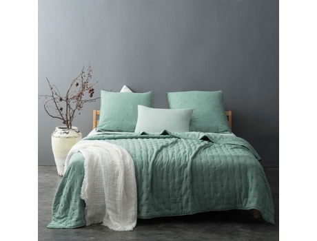 Colcha Acolchoada e Macia Verde 180 X 240 Cm HOME MAISON