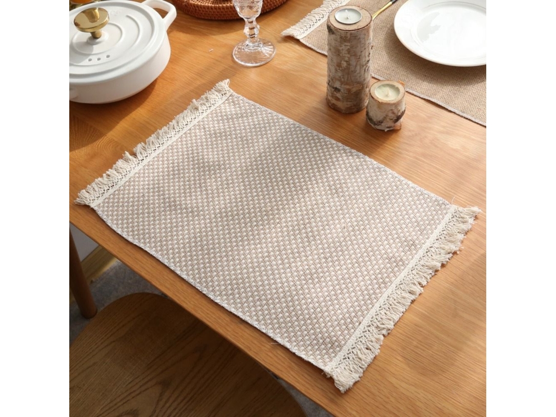 Lurelia Individual Algodão Linho 30x45cm 2 Cm Borlas Macio