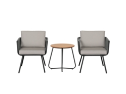 Conjunto de Móveis de Jardim Aço e Vime Pe Cor Cinzento 61x64x64 cm Outsunny