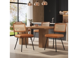 Cadeira De Jantar Em Couro Sintético (4 Peças) Poltrona De Vime, Cadeira De Maquiagem, Ergonômica, Leve E Luxuosa, Estilo Retrô.
