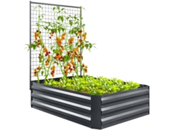 Caixa De Plantio Em Aço Galvanizado Com Treliça Para Trepadeiras, Fundo Aberto, 80x115x125 Cm, Cinza Escuro