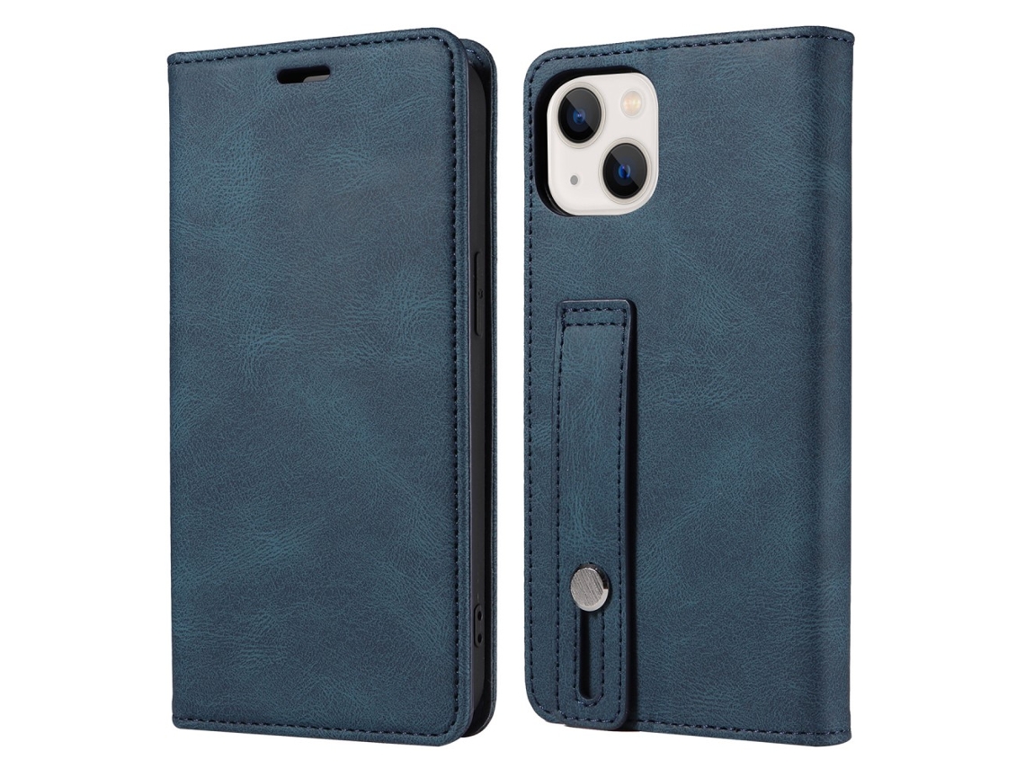 Capa Para Iphone 15 Pro Pele Sintética Azul