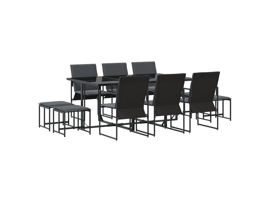 Conjunto 11 Móveis De Jardim Vidaxl Preto Aço (165 X 107 X 72 Cm)