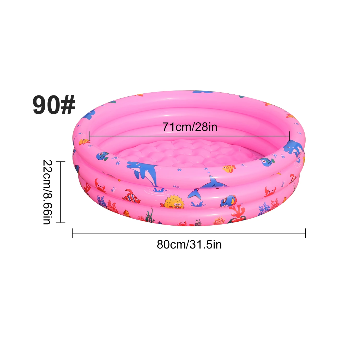 (rosa 90) 1 Piscina Inflável Redonda Portátil De Pvc