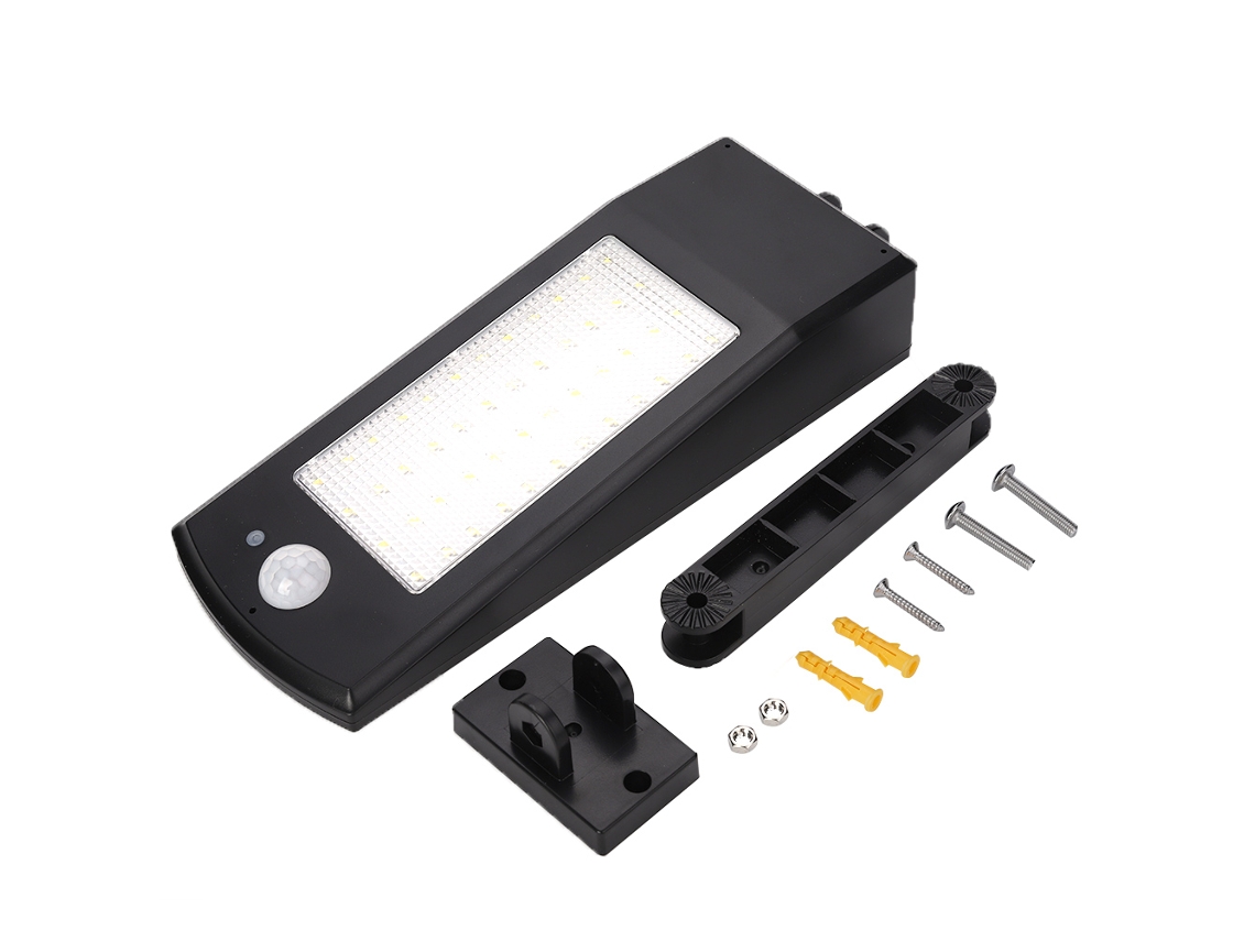 Lâmpada de parede solar LED com sensor à prova d'água e controle remoto preto branco | S/MARCA