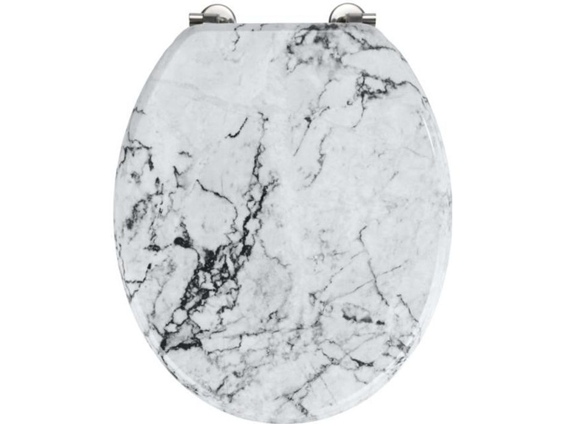 Assento sanitário - WENKO - Onyx - MDF efeito mármore - Fixação em aço inox - 34,5x41 cm cinza
