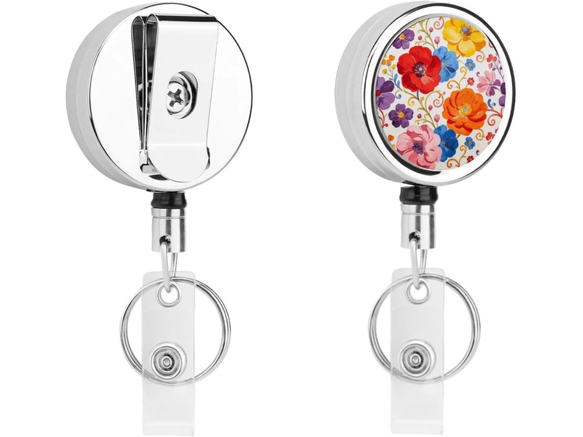 Porta Crachá Retrátil De Metal Com Clipe, Estilo Festa Das Flores Silvestres Da Primavera, Portátil, Em Nylon, Com