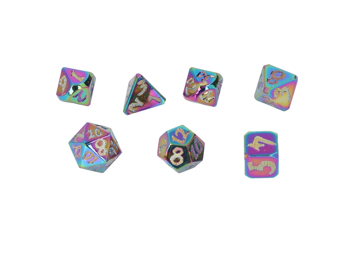 Mali 7pcs Dados Poliédricos de Metal Números Claros Portáteis para Rpg e Jogos de Tabuleiro