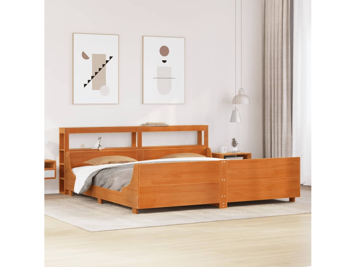 Cama Sem Colchão 180x200 Cm Pinho Maciço Castanho-mel