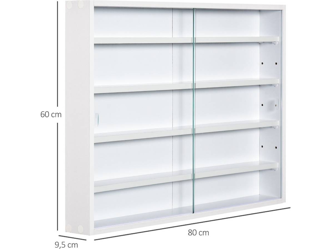 Vitrine de Parede HOMCOM 833-761WT (Branco - Melamina - 80x9.5x60 cm)