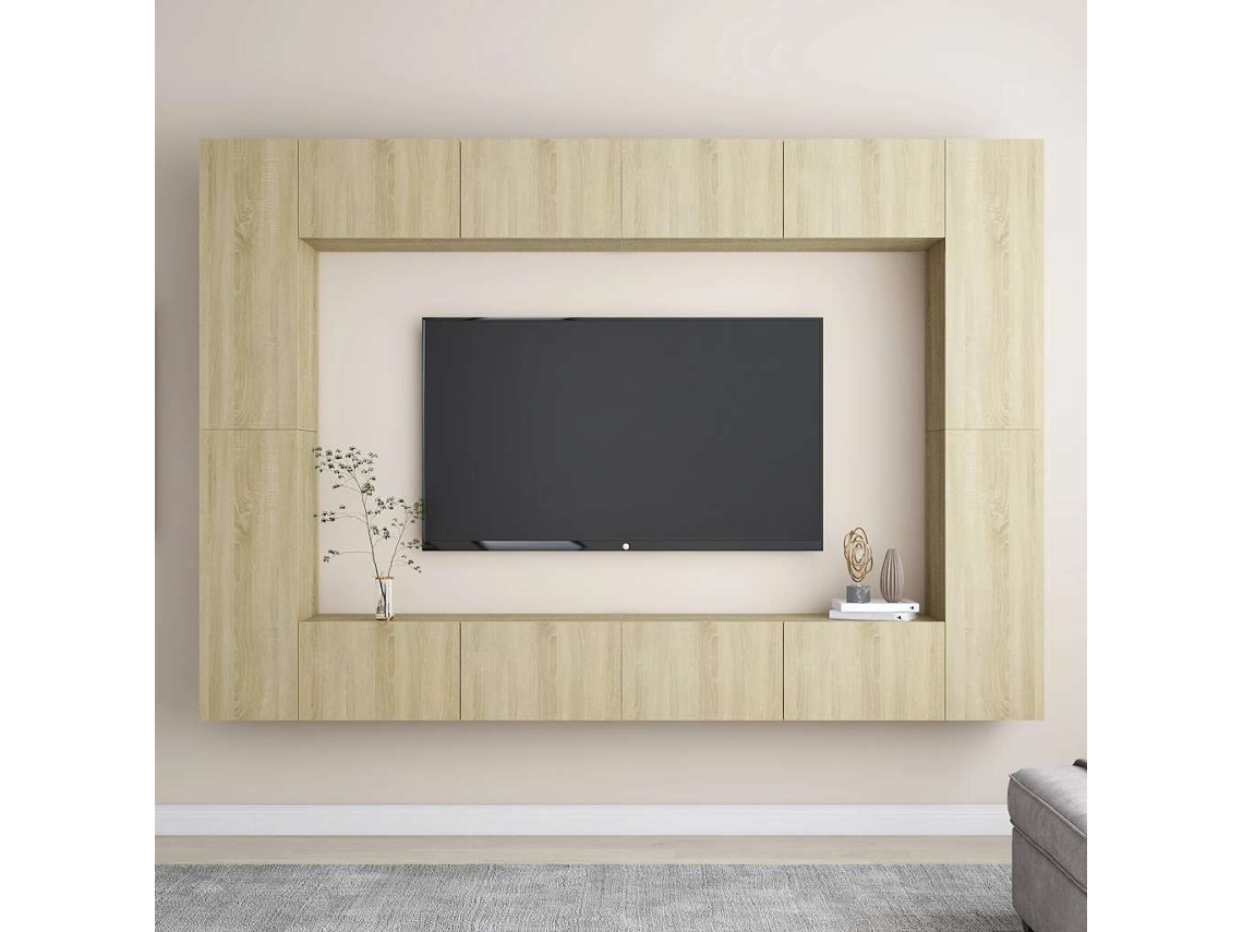Vidaxl 8pcs Conjunto Móveis De Tv Derivados De Madeira Carvalho Sonoma