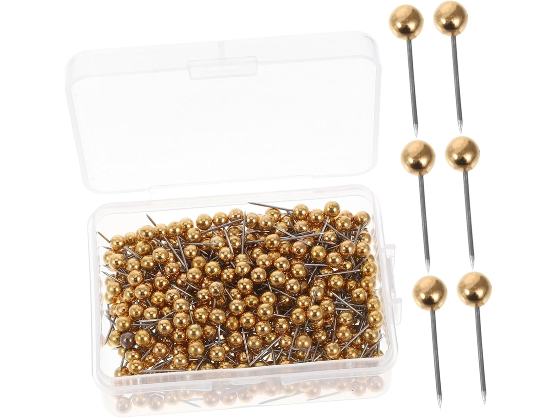 Betoky 300-Alfinetes Dourados para Mesa e Costura com Cabeça Redonda, Resistente à Corrosão e Portáteis, Ideais