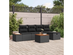 Vidaxl Conjunto De Sofá De Jardim 6 Unid. Preto Vime Pe