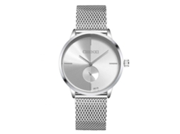 Relógio de casal casual, estilo masculino, em aço inoxidável, resistente à água, com mecanismo de quartzo (branco).