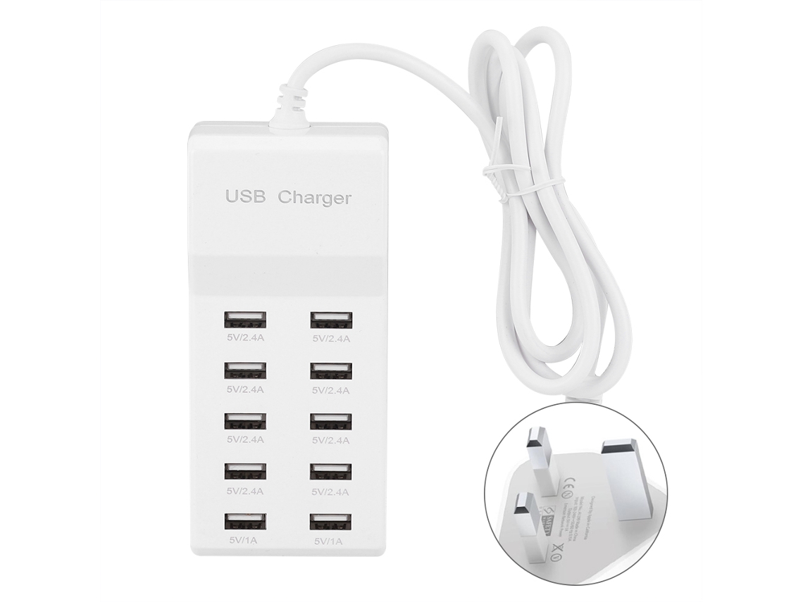 Carregador Usb Laxiscreed Com 10 Portas E Carga Rápida Inteligente Para Dispositivos Móveis