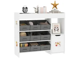 Armário De Armazenamento Infantil Com Prateleira E 9 Gavetas De Tecido, Branco