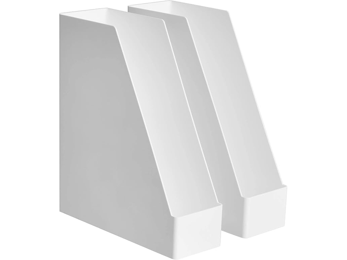 Porta, Revistas de Plástico, Branco, Retangular, Pacote com 2 Unidades BRILVIBERA