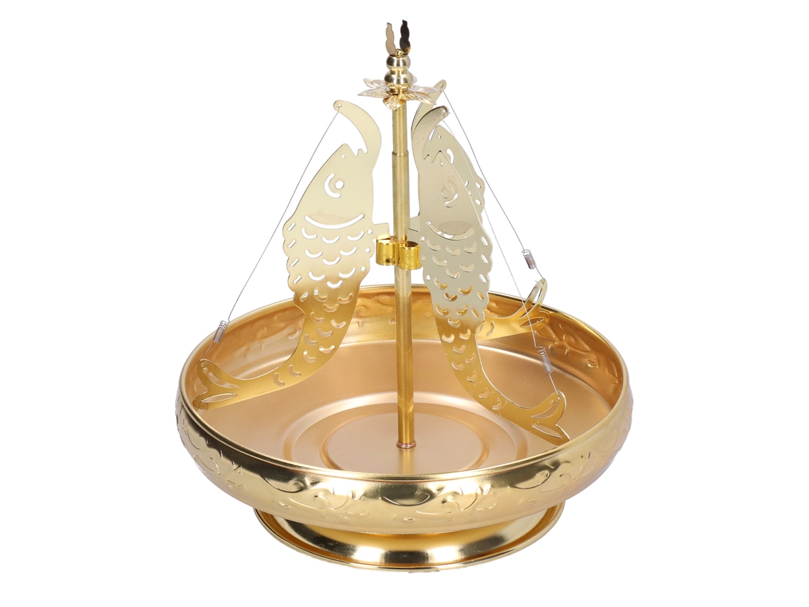 Elegant Stainless Steel Incense Coil Frame, Golden Yellow Color, Unique Fish Pattern, Exquisite Workmanship For Study Rooms, Bedrooms, Saunas, Yoga St