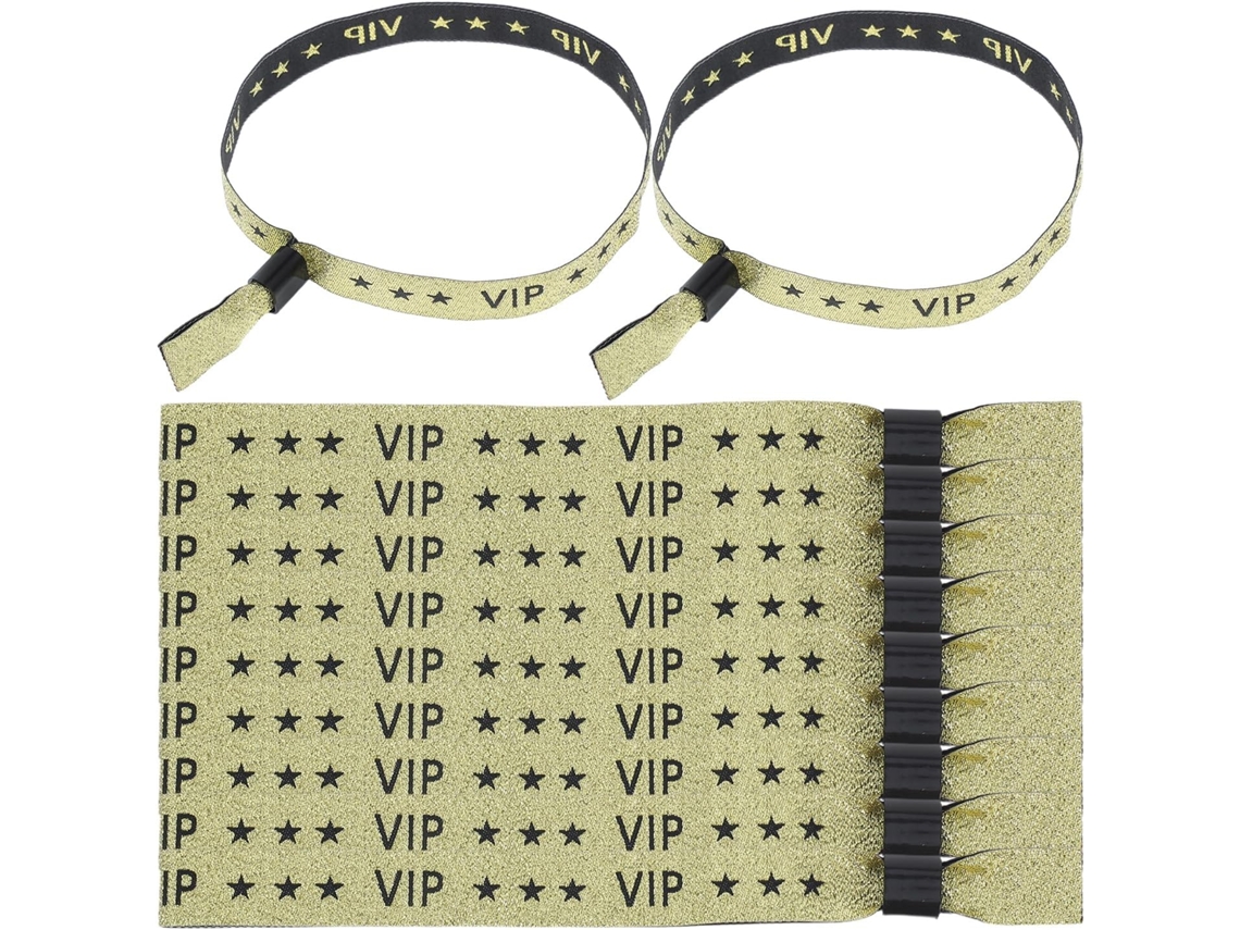 Pulseiras de identificação VIP para eventos e festas, 20 unidades com textura dourada, resistentes ao descarte, design exclusivo.