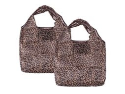 Sacola Dobrável Prática para Compras, Conjunto de 6 Peças com Estampa de Leopardo. GOKOCO