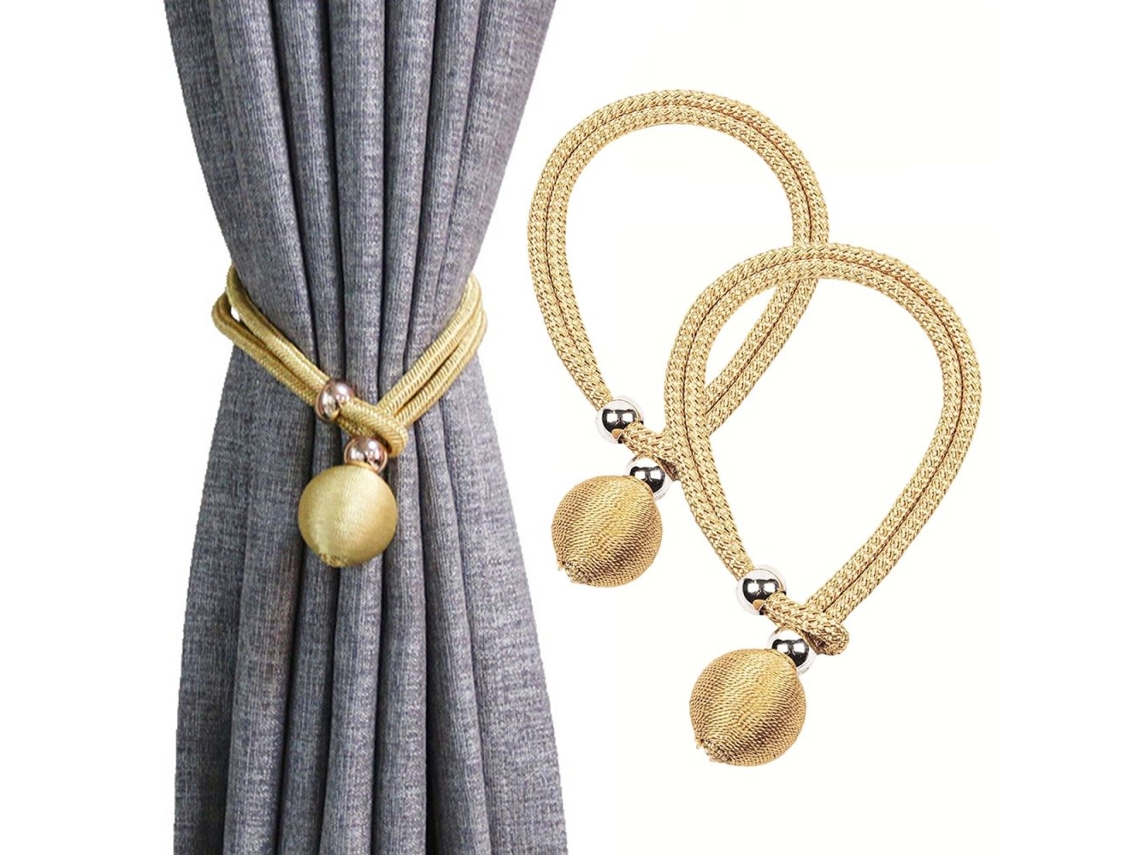 Conjunto De 2 Prendedores De Cortina Com Fivelas Douradas