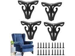 Pés de Móveis Preto 10x9x9cm de Ferro para Sofá, Mesa, Armário, TV, Cama