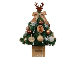 Árvore de Natal Mini 50cm Khaki com Luz Ajustável e Chifre de Veado para Mesa com S/MARCA