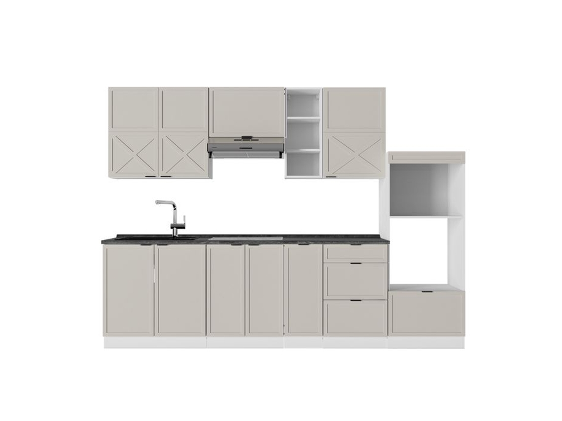 Cozinha Fame Line, 280cm, Pt Antracite, Grisbeige/branco, Branco, Vicco