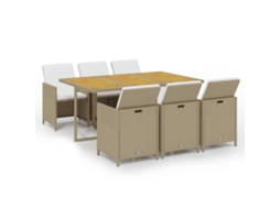 Garden Dining Set, Garden Dining Sets Vidaxl Bege Rattan / Vime (163 Cm Table Length)