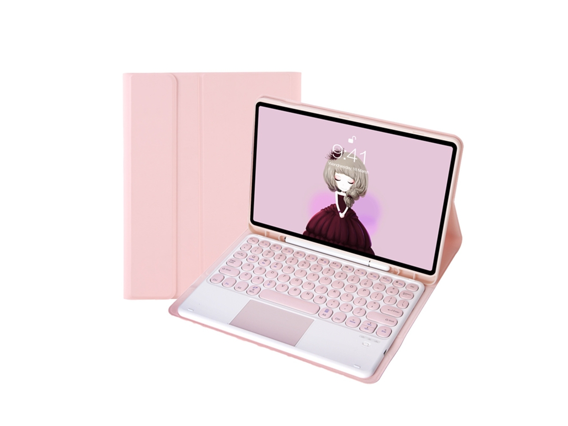 Lurelia Capa Com Teclado Bluetooth Para Ipad 9.7 2017/2018 Com Toque Sensível E Destacável, Rosa