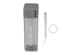 Garrafa de Água Transparente 500ml com Cordão Cinza