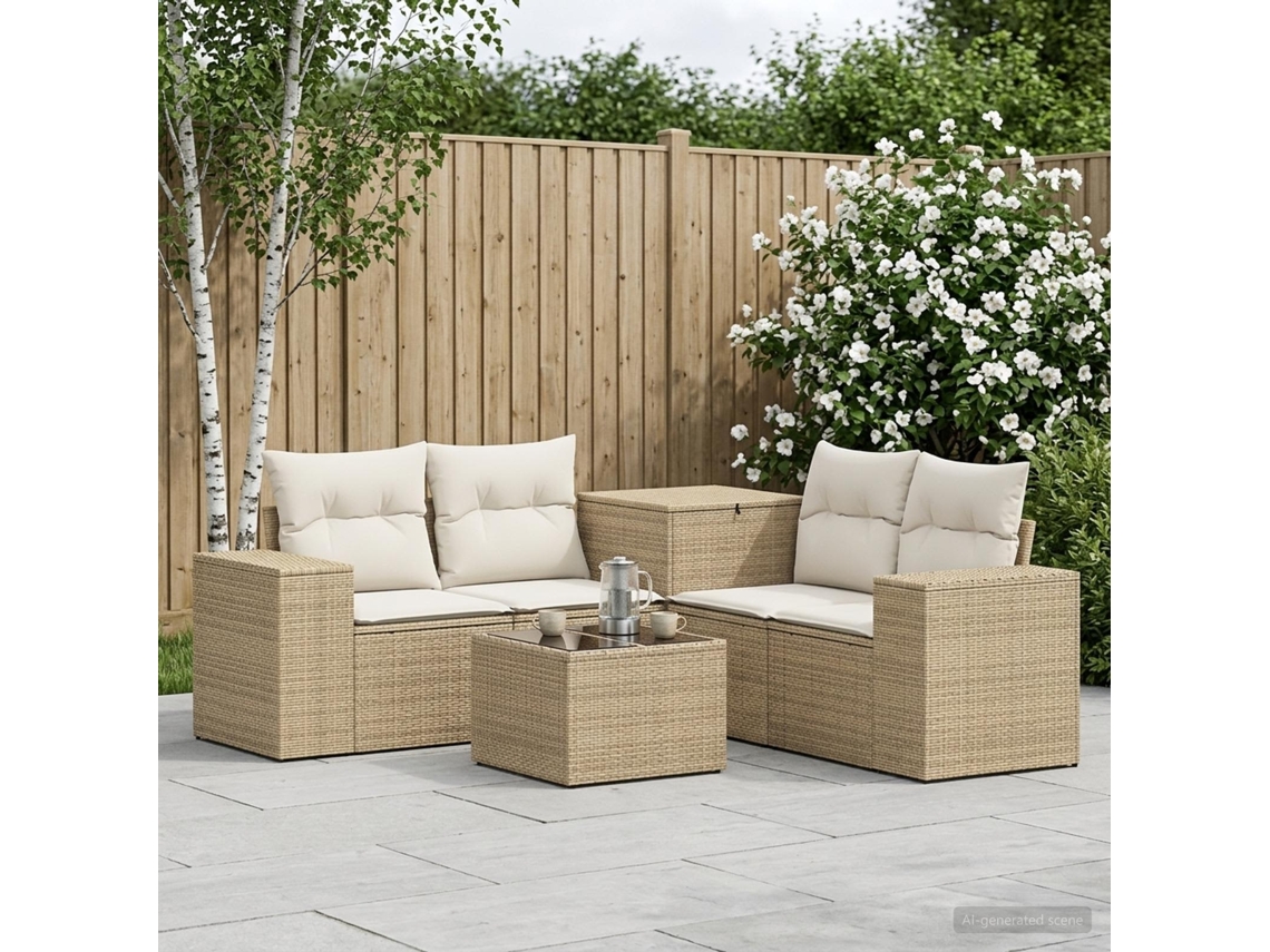 Vidaxl Conjunto De Sofás 6 Unid. Bege E Branco Creme