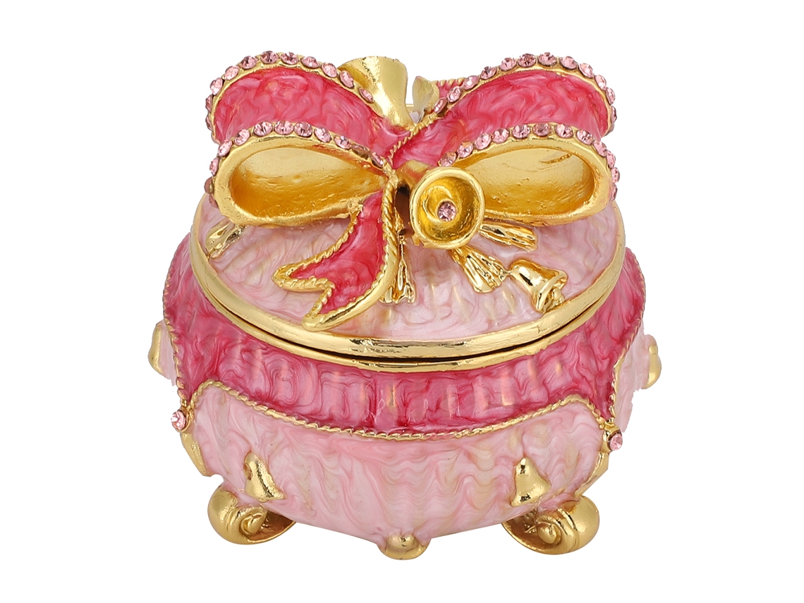 Caja De Joyería Con Laço Esmaltado Artesanato De Metal Armazenamento Decoração De Casa Ornamento Esmaltado