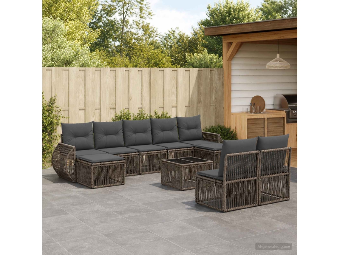 Vidaxl Conjunto De Sofá De Jardim 10 Unid. Cinza E Cinza Escuro