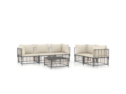 Maison Exclusive - 6 Pcs Conjunto Lounge De Jardim C/ Almofadões Vime Pe Antracite