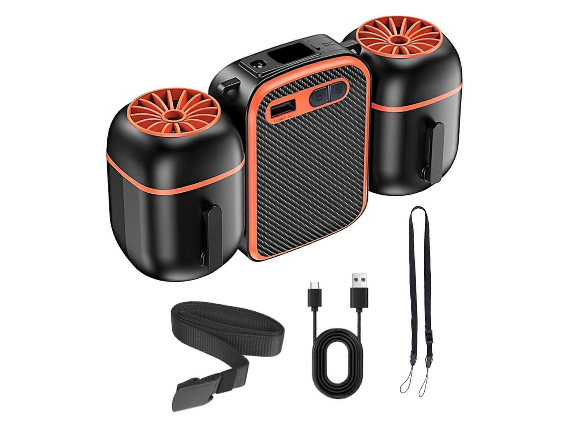 Ventilador de cinto MDUG com clipe, 10000mAh, silencioso, recarregável para uso externo