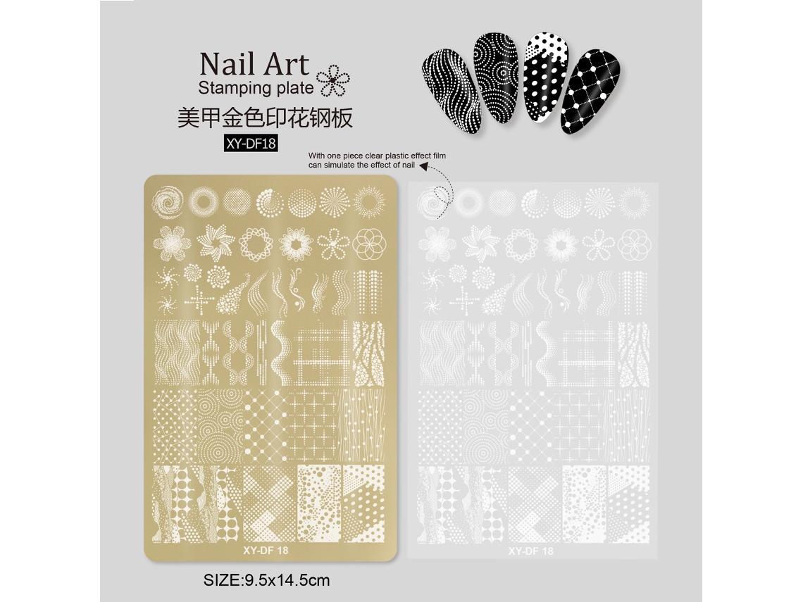 Design De Unhas Com Motivos De Bambu, Flores, Pele De Cobra E Detalhes Dourados Ferramenta Para Transferência De Unhas.placa De Aço Xy Df 18 Yunzii