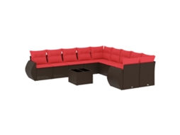 Conjunto de Sofá de Jardim, 11 Peças, Almofadas, Rattan Preto MAISON EXCLUSIVE